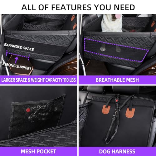Asiento grande para perro, extensor de asiento trasero de pi
