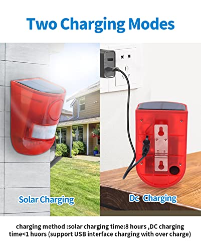 ChunHee Alarma solar de sonido y luz para exteriores, sensor
