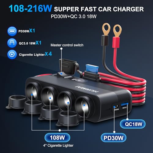 Adaptador de encendedor de cigarrillos de 10 pies para coche