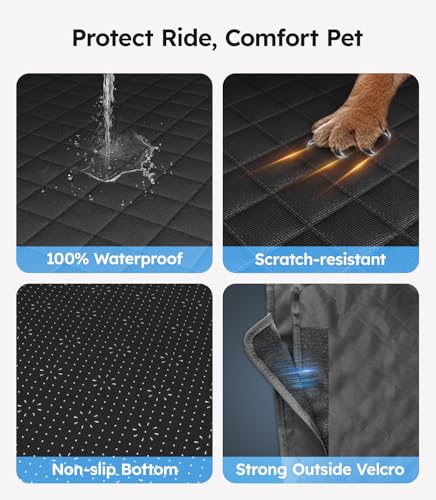 Funda de asiento de automóvil para perro negro y azul para a