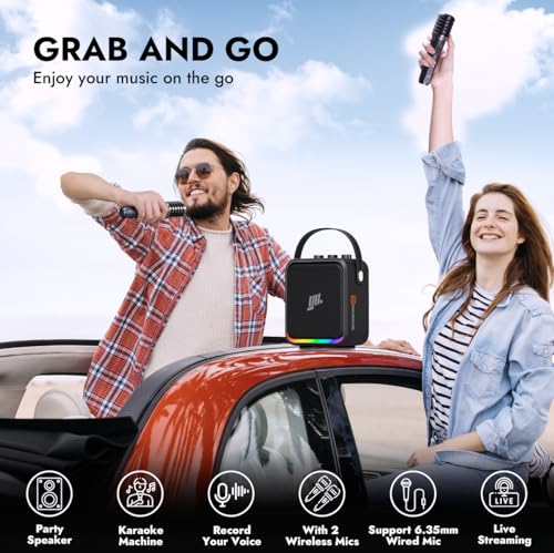 YLL Máquina portátil de karaoke Bluetooth: altavoz potente d
