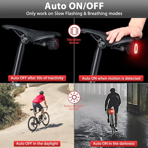 WSDCAM Luz trasera de bicicleta remota con alarma, luz de fr