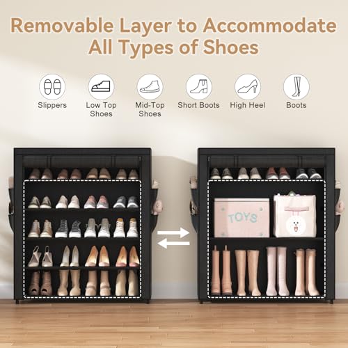 Zapatero con tapa, organizador de zapatos de 5 niveles para