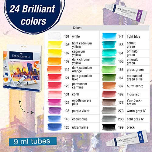 Faber-Castell Juego de pintura de acuarela, 24 tubos de acua