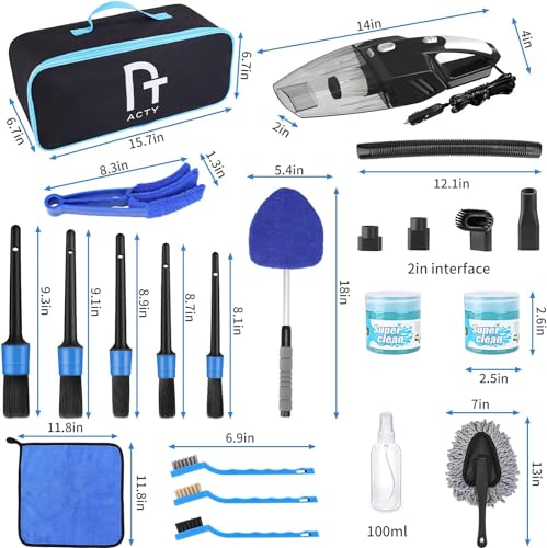 Kit de detalles de coche de 17 piezas, kit de limpieza para