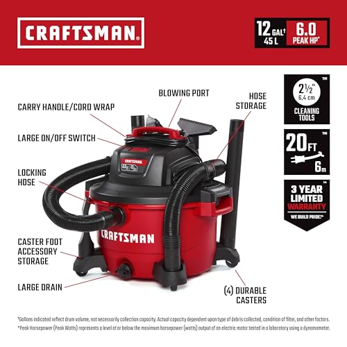 CRAFTSMAN CMXEVBE17594 Aspiradora húmeda y seca de 12 galone