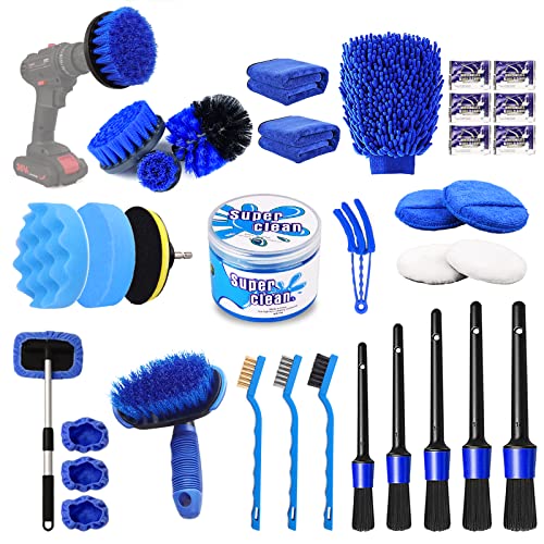 Kit de detalles de coche, juego de 35 cepillos para detallar