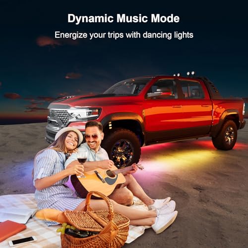 Underglow - Luces de coche, 4 luces LED inteligentes RGB-IC