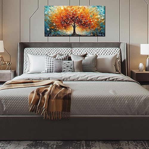 Zoyotago Lienzo grande para pared, diseño de árbol naranja y