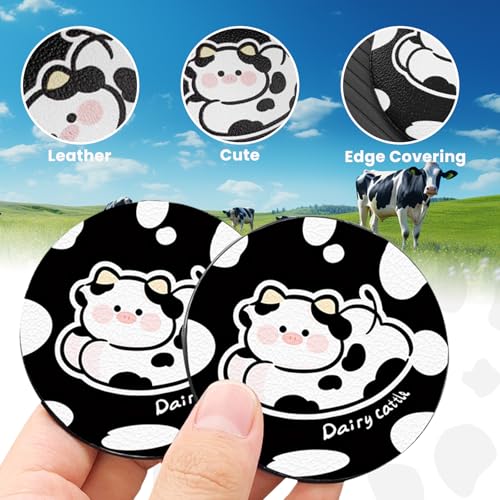 2PCS Cow Car Cup Holder Coaster, Universal Cute Cattle Non-S