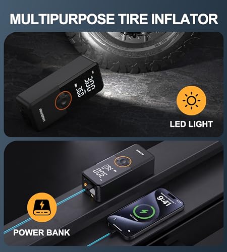 ATKMAYI Inflador de neumáticos, compresor de aire portátil,