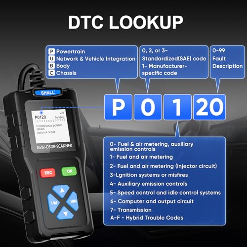 SHALL Lector de código de escáner T100 OBD2 para motor de ve