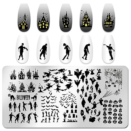 6 placas de estampado de uñas de Halloween para uñas, placa