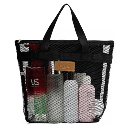 Bolsa de ducha de malla portátil, organizador de baño y aseo