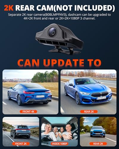 Kingslim D6-4K Dual Dash Cam - WiFi y GPS 4K frontal y 1080P
