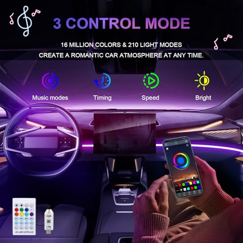 Luces LED acrílicas para automóvil, tira de luz RGB de 43.3