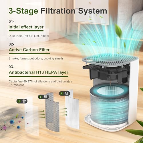Purificador de aire para el hogar, filtro HEPA H13 para pelo
