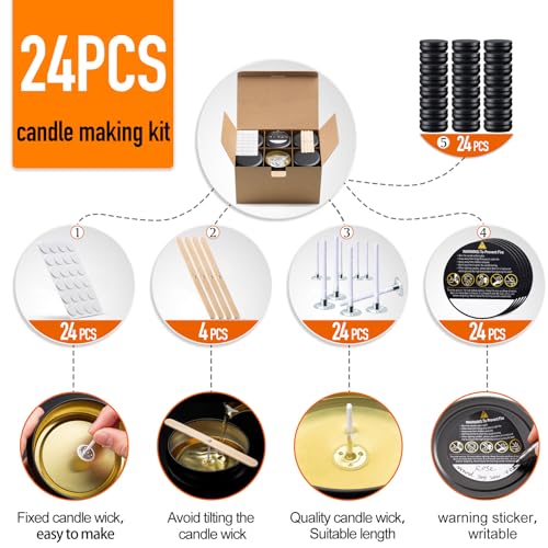 Paquete de 24 latas de velas de 4 onzas, color negro mate de