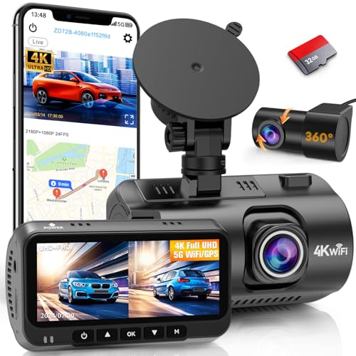 Cámara de tablero 4K delantera y trasera - con GPS y WiFi -