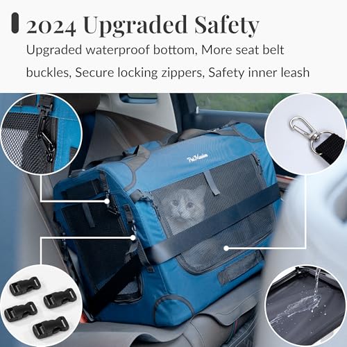 Transportador de gatos extragrande para 2 gatos, plegable de