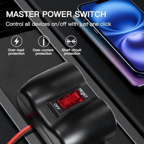 Enchufe de encendedor de cigarrillos de 12 V con interruptor