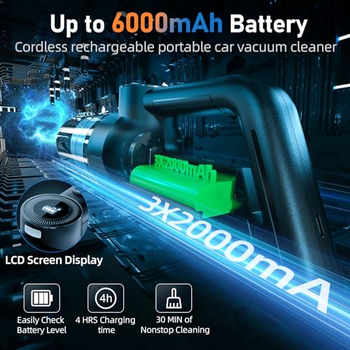 Handheld Car Vacuum Cleaner, 21000PA Powerful Suction, Cordl