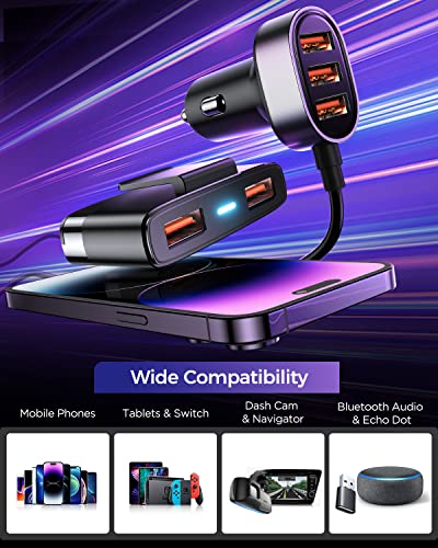 Cargador USB de coche 5 en 1 multipuerto, adaptador de carga