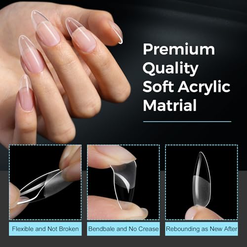 TOMICCA Puntas de uñas transparentes, 240 unidades, uñas acr