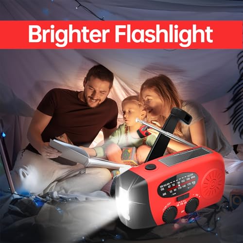 Radio meteorológica de emergencia con manivela solar, radio