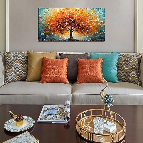 Zoyotago Lienzo grande para pared, diseño de árbol naranja y