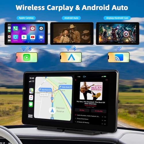 Pantalla Carplay inalámbrica de 7 pulgadas para automóvil, p
