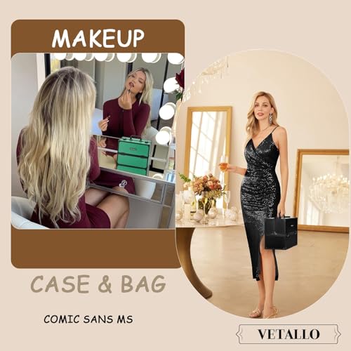 VETALLO Estuche de maquillaje grande, organizador portátil d