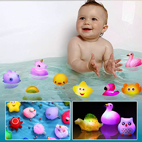 Paquete de 24 juguetes iluminados para el baño del bebé, juguetes flot
