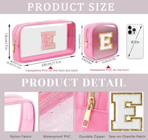 Bolsa de maquillaje transparente con letra inicial personali