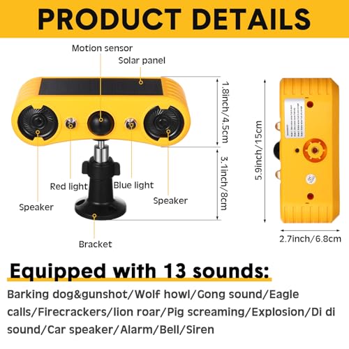 Qualirey Alarma solar con sensor de movimiento para exterior