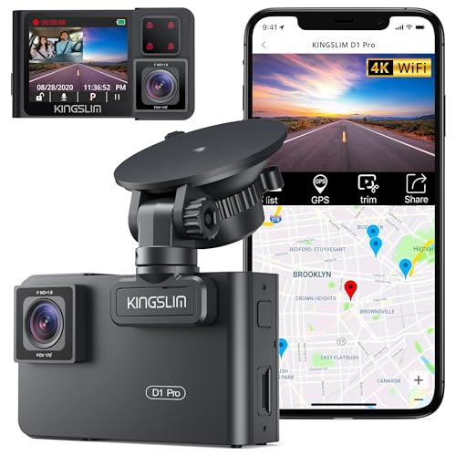 Kingslim D1 Pro Dual Dash Cam 4K Grabar Interior - Cámara de