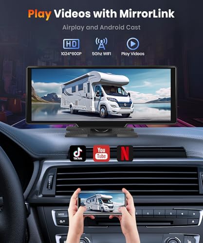 Podofo Pantalla Carplay inalámbrica de 10.26 pulgadas para c