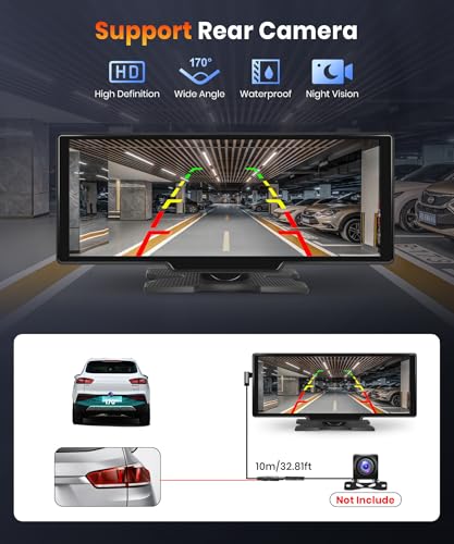 Podofo Pantalla Carplay inalámbrica de 10.26 pulgadas para c
