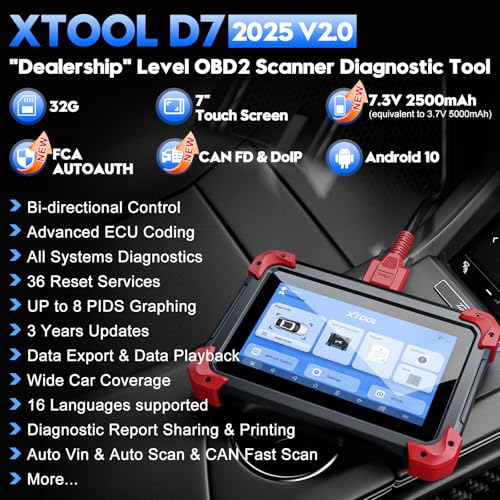 XTOOL - Escáner automotriz OBD2 bidireccional D7: V2.0, herr