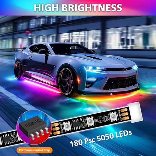 Underglow - Luces LED para autos, 180 luces LED RGBI de neón