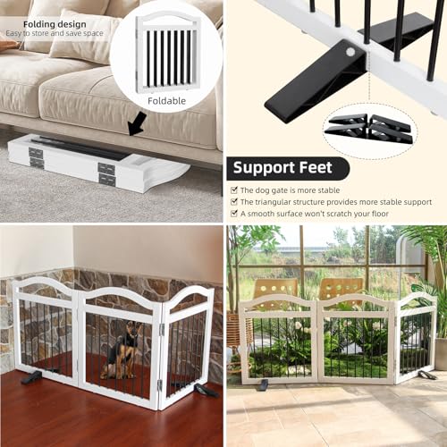 ZJSF Puerta plegable independiente para perros para interior