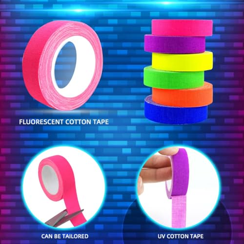 yuntop Cinta de tela de neón fluorescente UV fluorescente lu