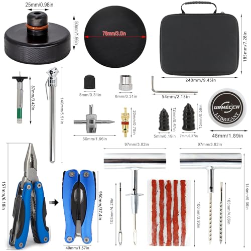 Kit de herramientas de reparación de neumáticos y almohadill