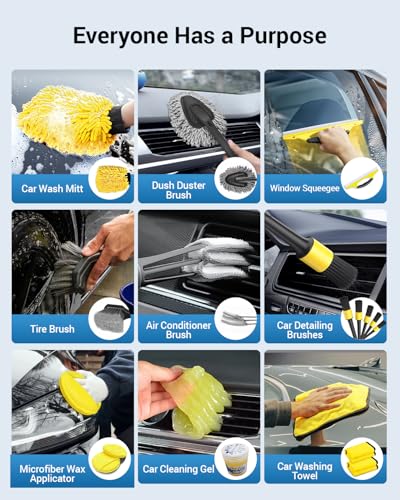 Kit de 30 piezas de detalles de coche, juego de cepillos de