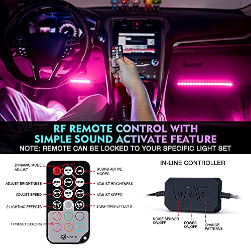 Xprite Luces interiores de coche RGB mejoradas de 144 LED co