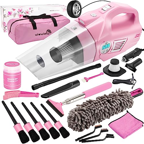 Kit de limpieza rosa para automóvil, 21 piezas de limpieza d