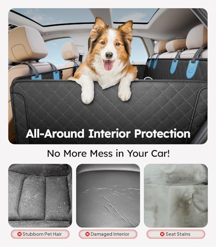 Funda de asiento de automóvil para perro negro y azul para a