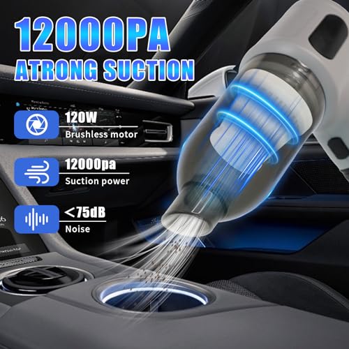 Aspiradora de mano inalámbrica, 12000 PA, mini aspiradora po