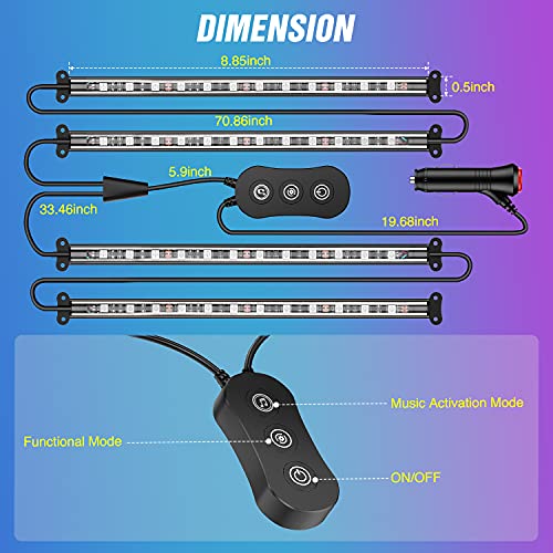 Nilight Luces interiores de automóvil con control de aplicac