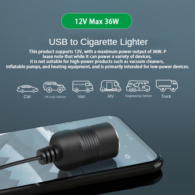 Adaptador de cargador de coche USB-C 12V 3A 36W - Carga rápi